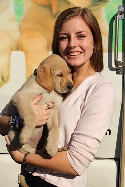 Katherine with Moira II at the Puppy Truck