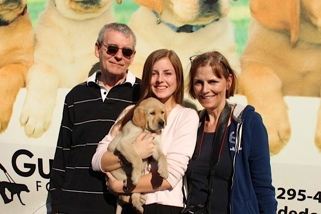 Mike, Katherine, and Colette with Moira II at the Puppy Truck