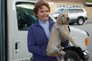 Pat with Khaki I at the Puppy Truck