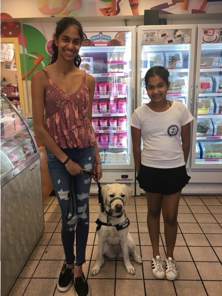Shriya and Avanthi with Zola III at the Ice Cream Parlour