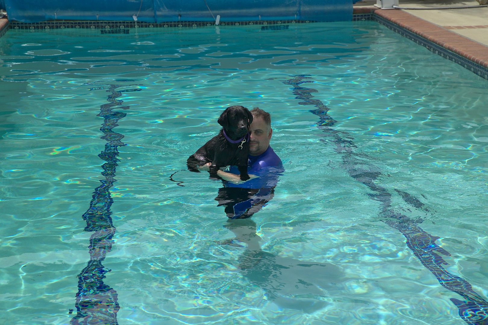 Tim with Crescent IV first swim